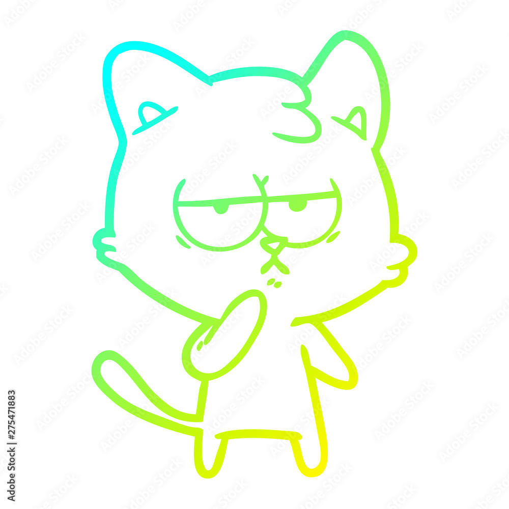 cold gradient line drawing bored cartoon cat cold gradient line drawing bored cartoon cat
