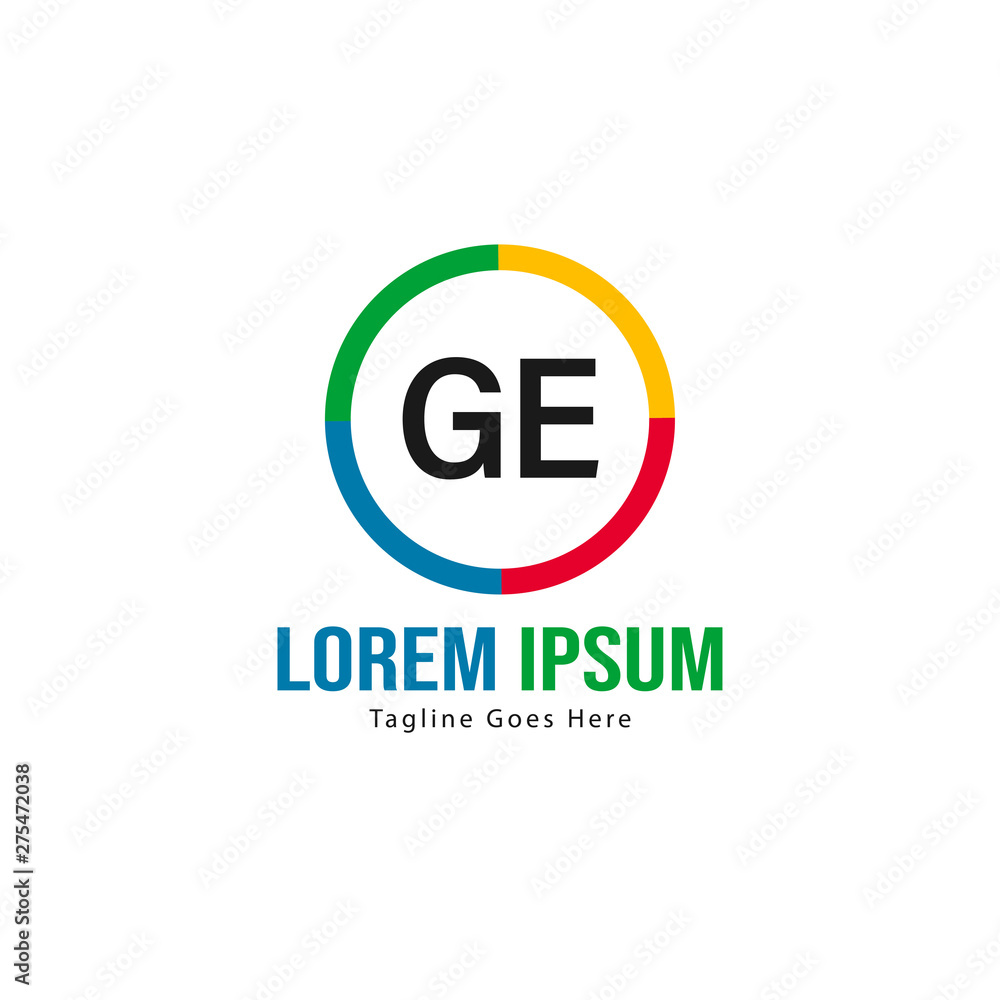 Initial GE logo template with modern frame. Minimalist GE letter logo vector illustration Initial GE logo template with modern frame. Minimalist GE letter logo vector illustration