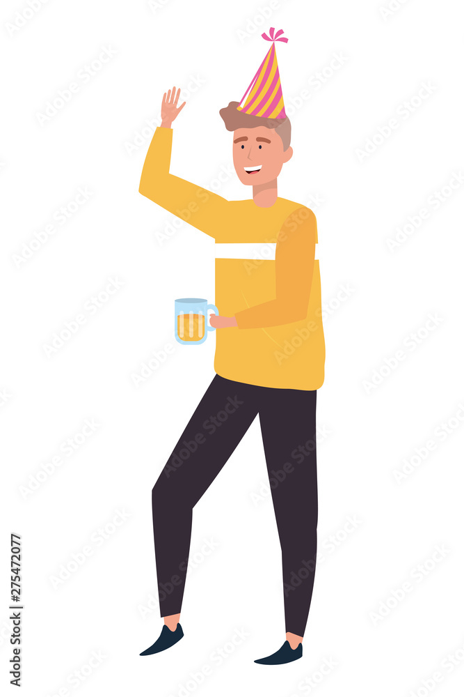 Fototapeta premium Man cartoon with party hat design