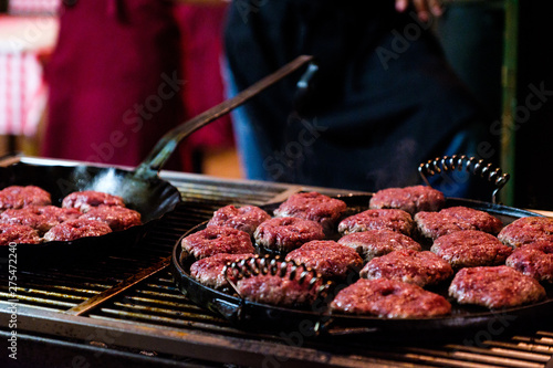 Venison Hamburgers fried on a barbecue grill