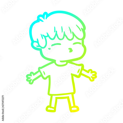 cold gradient line drawing cartoon curious boy