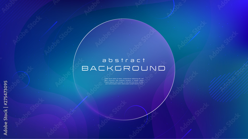 Gradient fluid blue color abstract background. Liquid shapes futuristic concept. Creative motion geometric wallpaper. Design for Banners, Placards, Posters, Flyers, Cover. Eps 10 vector