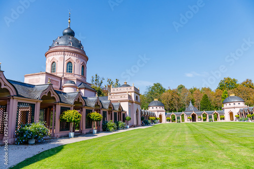 Pink Mosque in Schwetzingen Palace garden, Baden Wuerttemberg, Germany