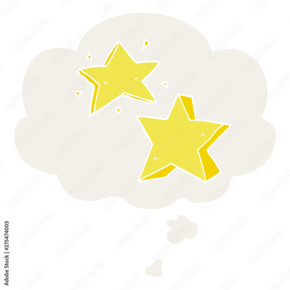 cartoon star and thought bubble in retro style cartoon star and thought bubble in retro style