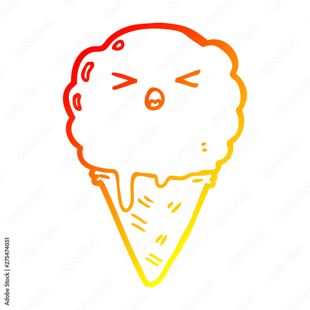 warm gradient line drawing cartoon ice cream warm gradient line drawing cartoon ice cream