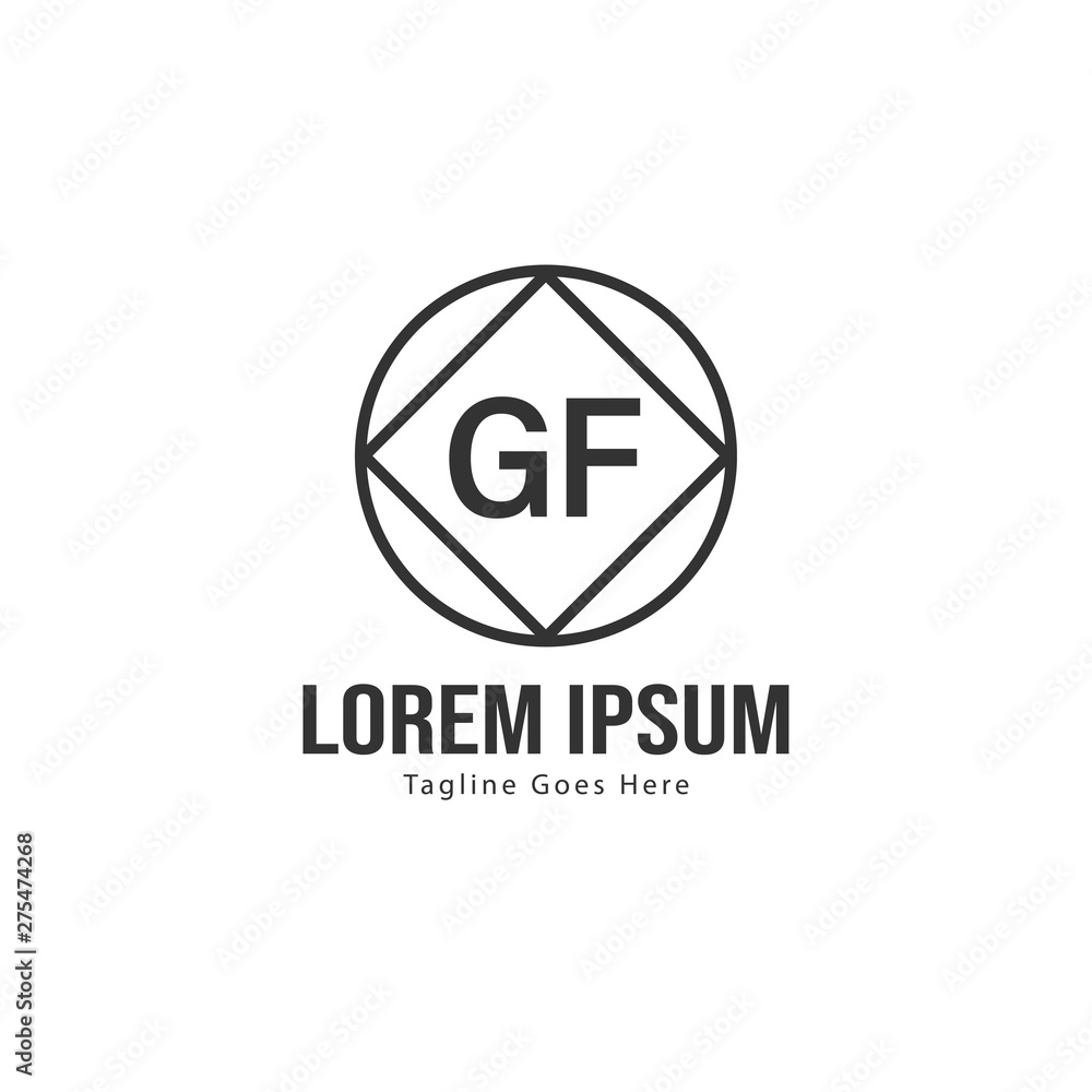 Initial GF logo template with modern frame. Minimalist GF letter logo vector illustration Initial GF logo template with modern frame. Minimalist GF letter logo vector illustration
