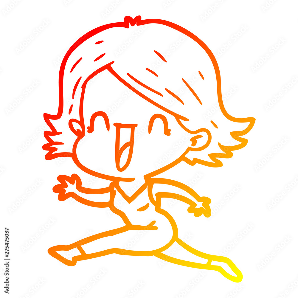 warm gradient line drawing cartoon happy woman warm gradient line drawing cartoon happy woman