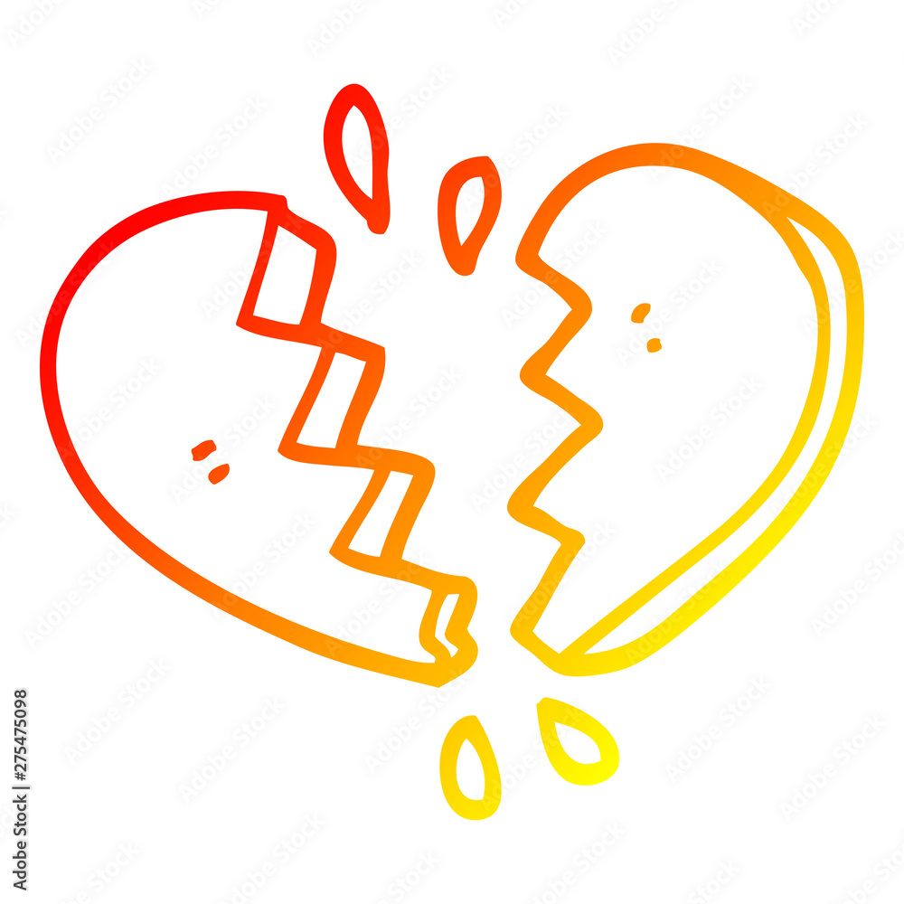 warm gradient line drawing cartoon broken heart warm gradient line drawing cartoon broken heart