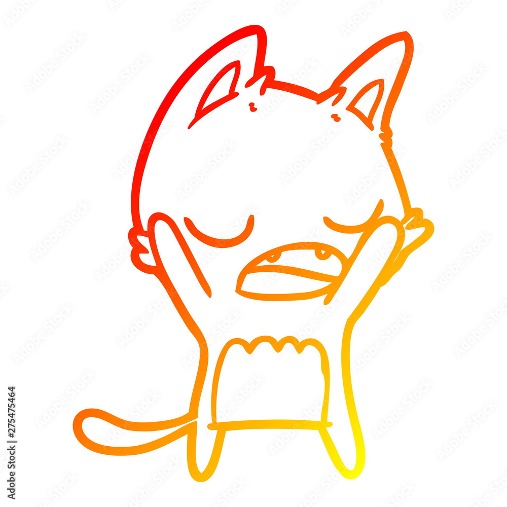 Obraz premium warm gradient line drawing cartoon yawning cat