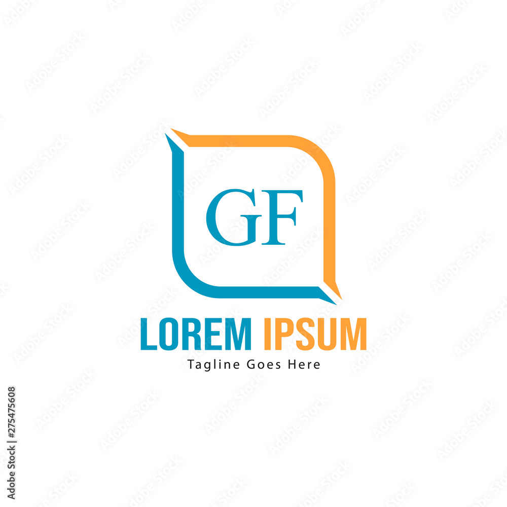 Initial GF logo template with modern frame. Minimalist GF letter logo vector illustration Initial GF logo template with modern frame. Minimalist GF letter logo vector illustration