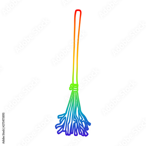 rainbow gradient line drawing cartoon magic broom