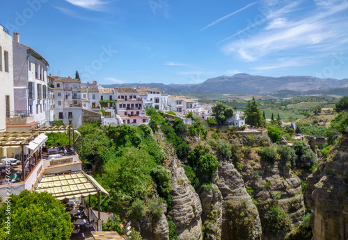 Cliffs of Ronda, one of the famous villages in Andalusia, Spain, top view.