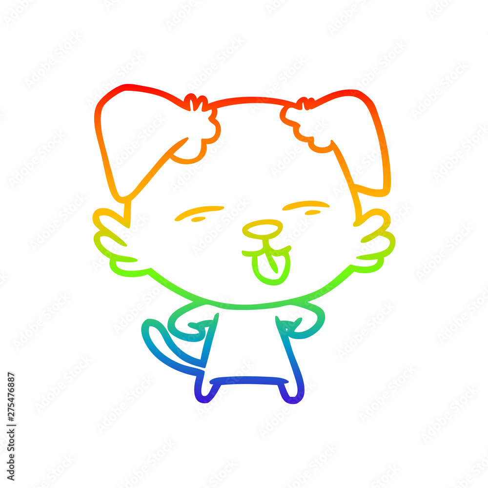 rainbow gradient line drawing cartoon dog sticking out tongue rainbow gradient line drawing cartoon dog sticking out tongue