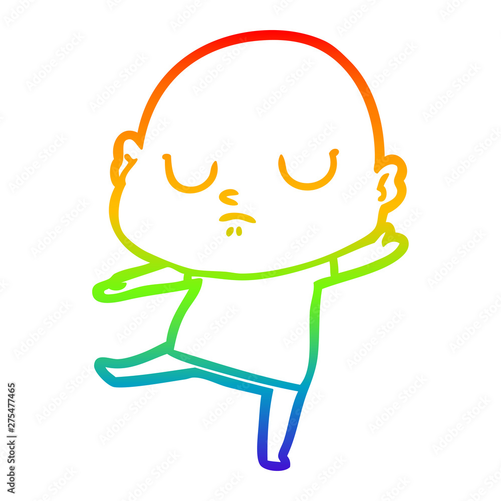 rainbow gradient line drawing cartoon bald man rainbow gradient line drawing cartoon bald man