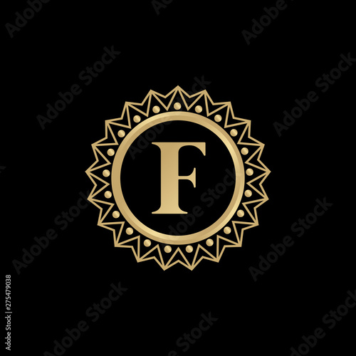 Luxury F letter logo design vector template