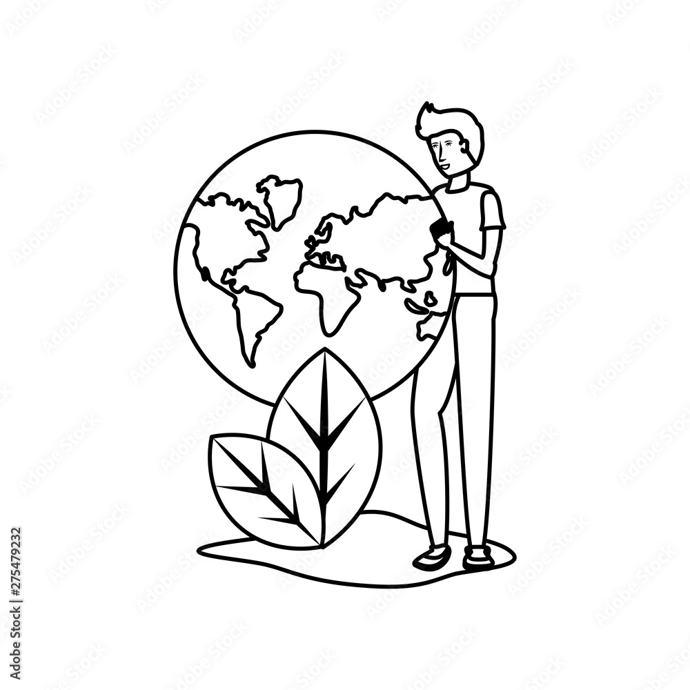 Obraz premium Isolated planet and avatar man design