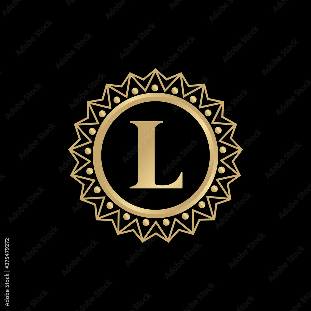Naklejka premium Luxury L letter logo design vector template