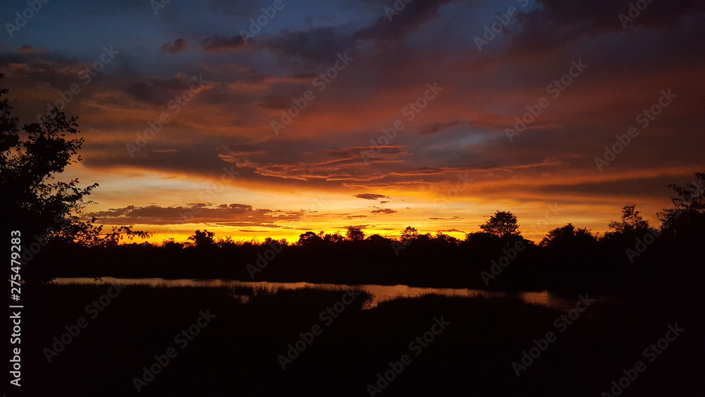 Sunset at Moremi Game Reserve