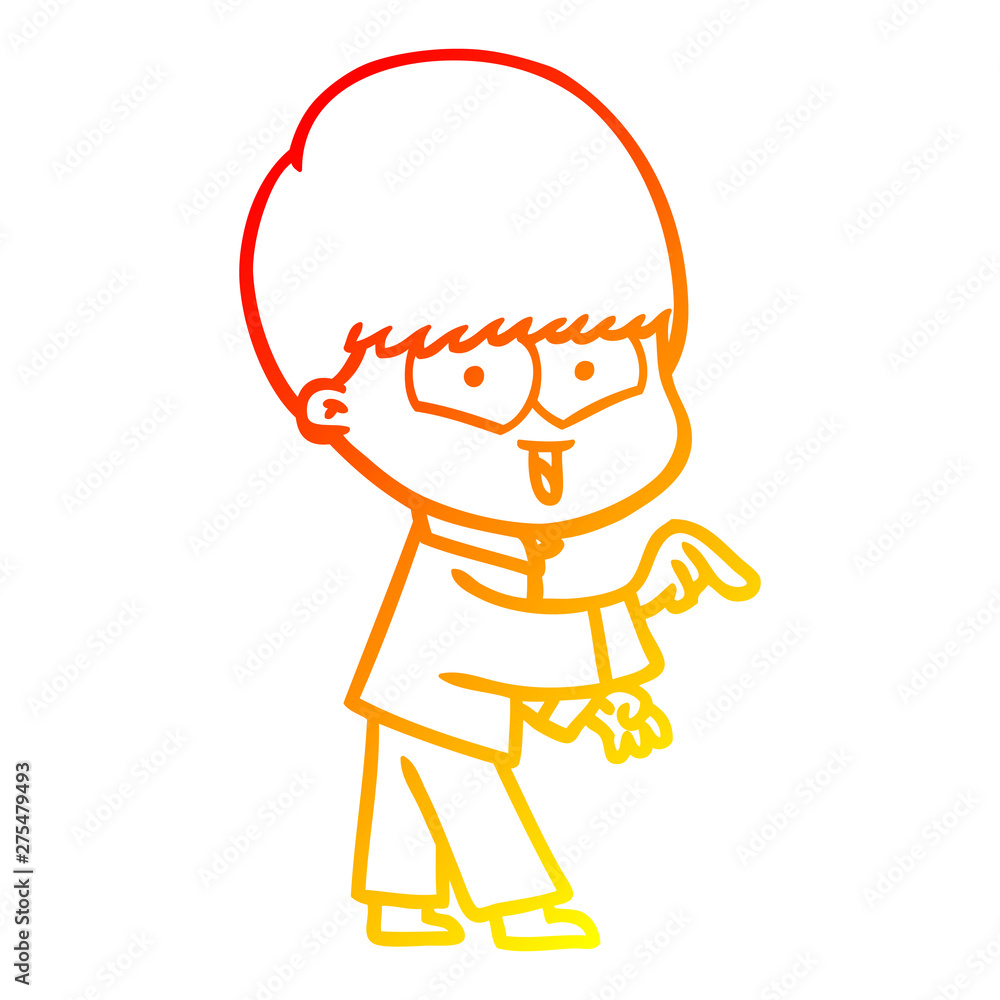 warm gradient line drawing cartoon happy boy warm gradient line drawing cartoon happy boy