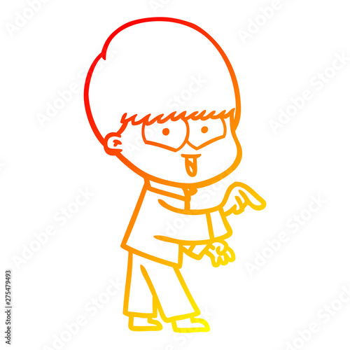 warm gradient line drawing cartoon happy boy