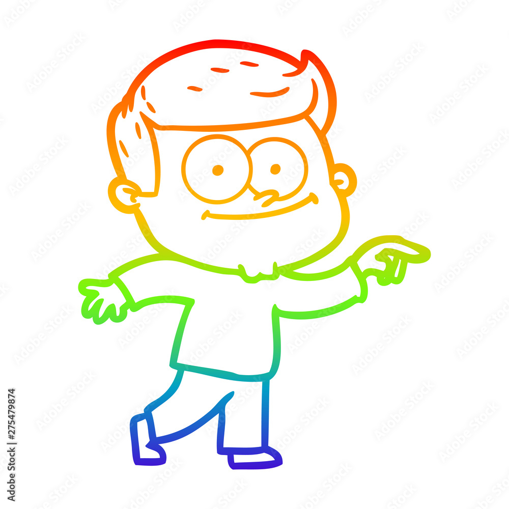 rainbow gradient line drawing cartoon happy man rainbow gradient line drawing cartoon happy man