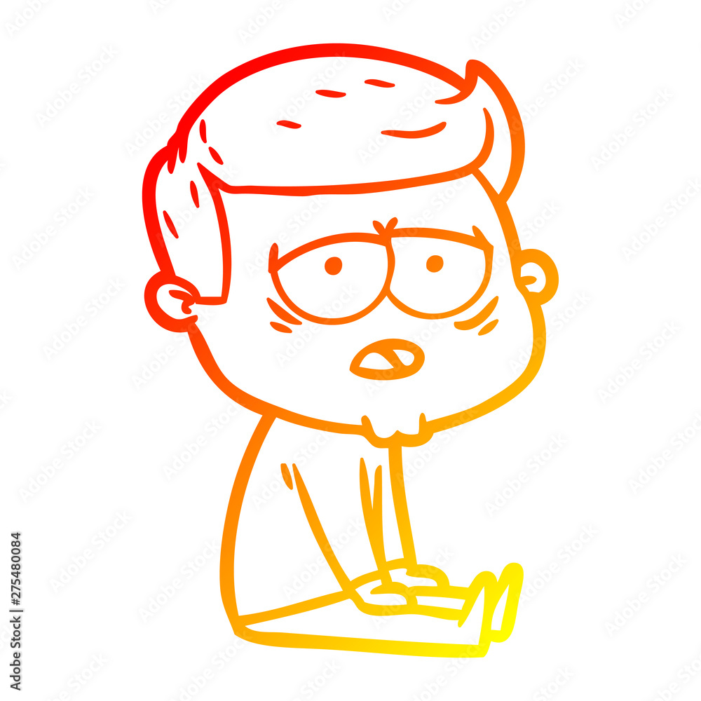 warm gradient line drawing cartoon tired man warm gradient line drawing cartoon tired man