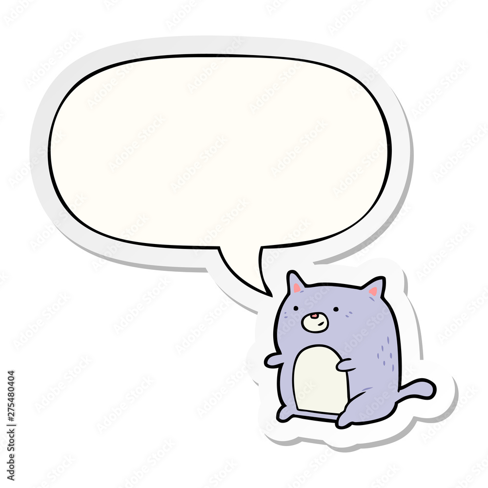 cartoon cat and speech bubble sticker cartoon cat and speech bubble sticker
