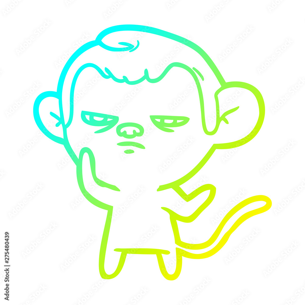 cold gradient line drawing cartoon monkey cold gradient line drawing cartoon monkey