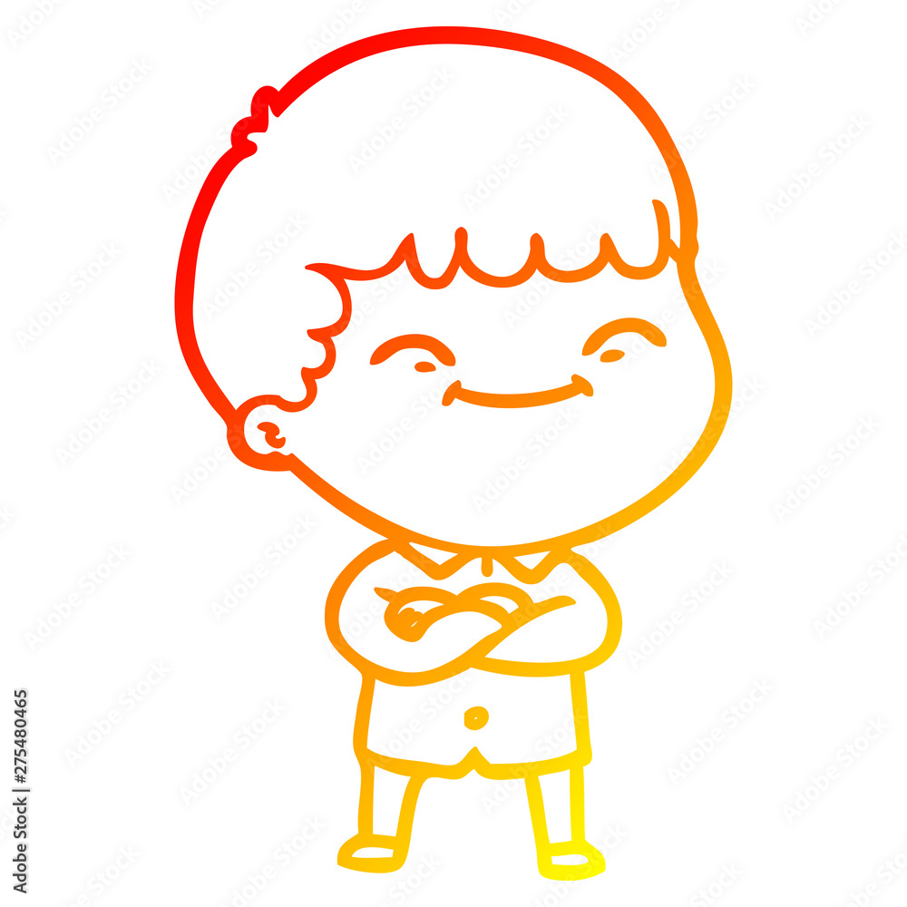 warm gradient line drawing cartoon happy boy warm gradient line drawing cartoon happy boy