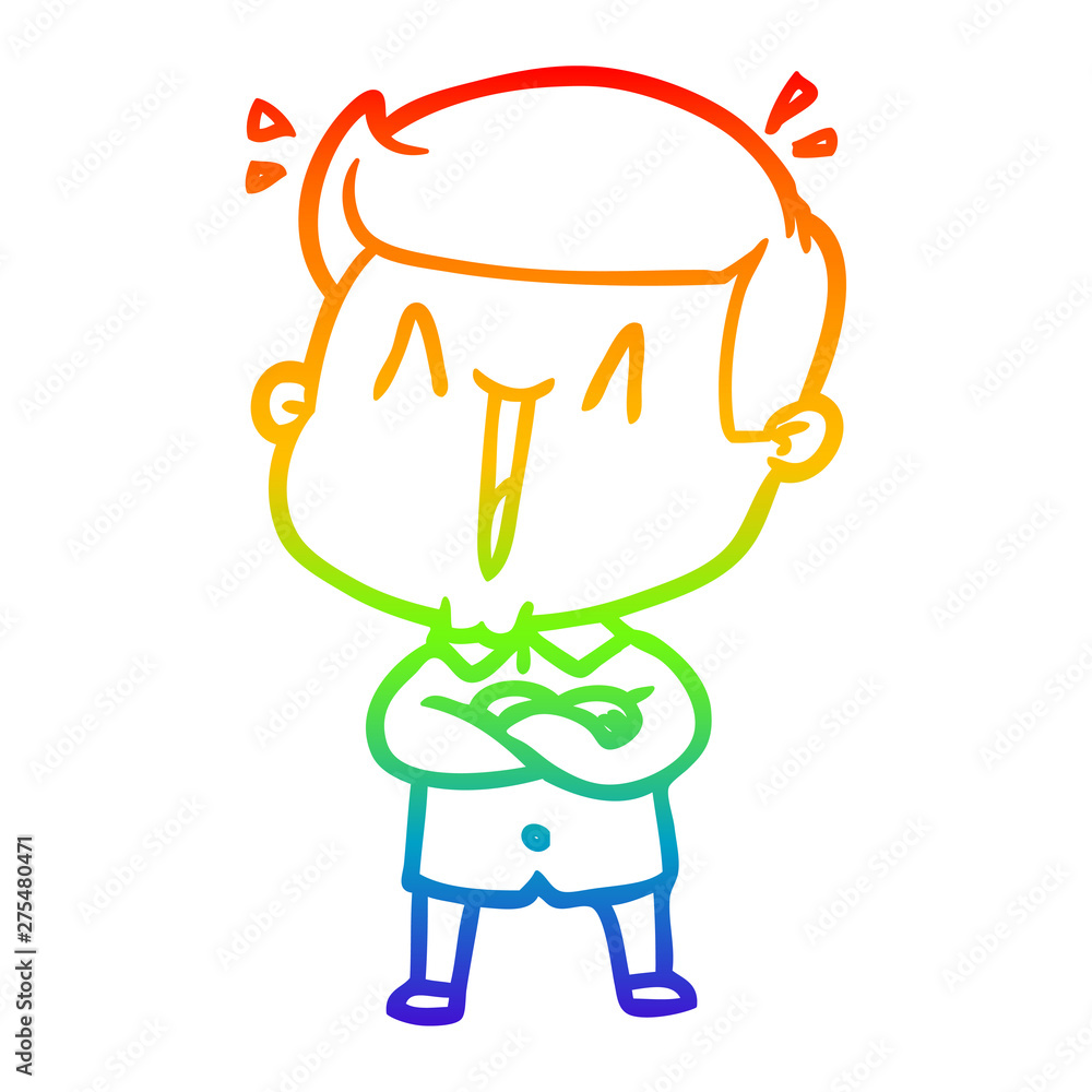 rainbow gradient line drawing cartoon excited man rainbow gradient line drawing cartoon excited man