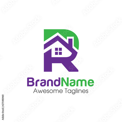 modern initial  letter R with roofing style. real estate logo concept