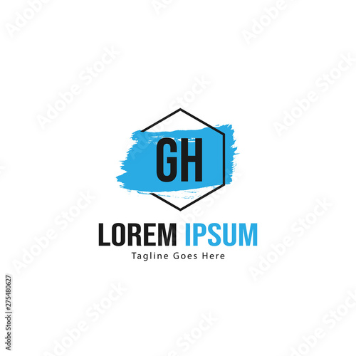 Initial GH logo template with modern frame. Minimalist GH letter logo vector illustration