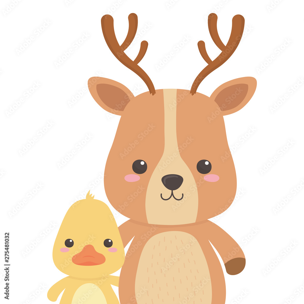 Duck and reindeer cartoon design Duck and reindeer cartoon design
