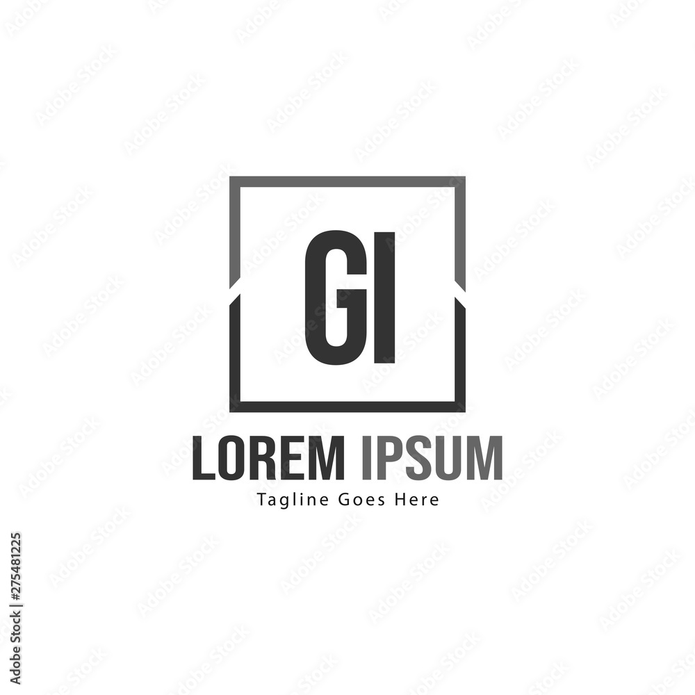 Initial GI logo template with modern frame. Minimalist GI letter logo vector illustration Initial GI logo template with modern frame. Minimalist GI letter logo vector illustration