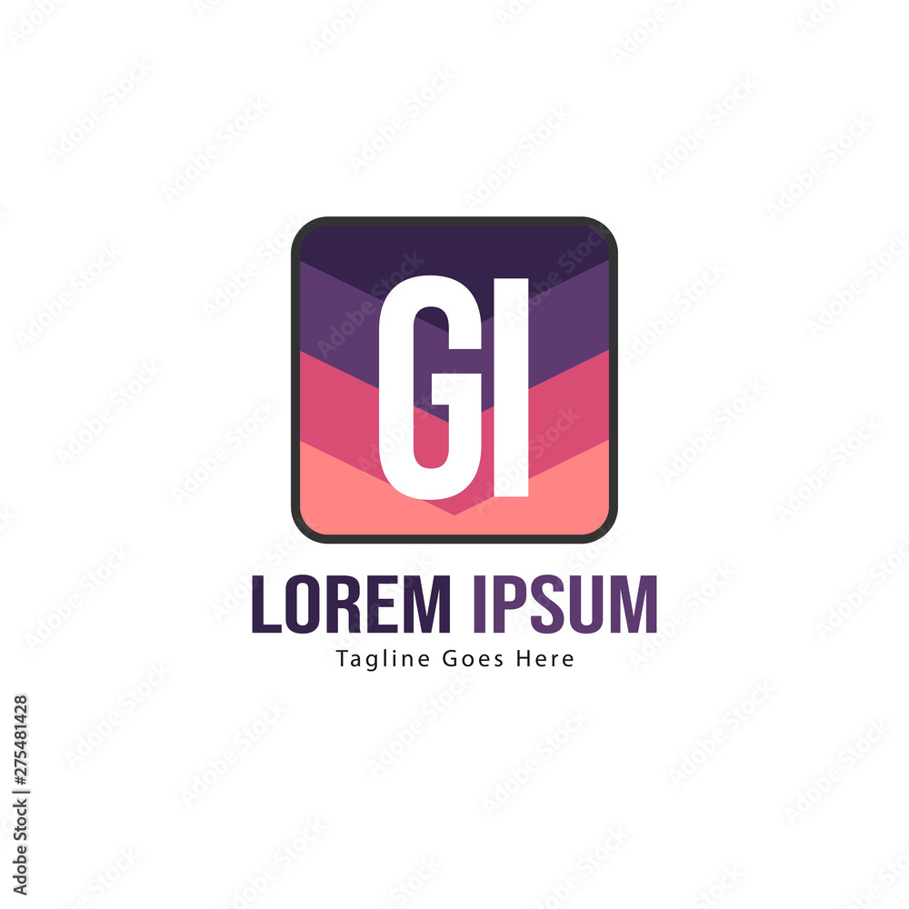 Initial GI logo template with modern frame. Minimalist GI letter logo vector illustration Initial GI logo template with modern frame. Minimalist GI letter logo vector illustration