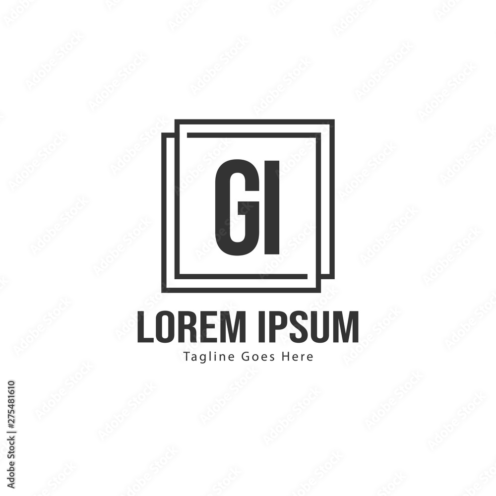 Initial GI logo template with modern frame. Minimalist GI letter logo vector illustration Initial GI logo template with modern frame. Minimalist GI letter logo vector illustration