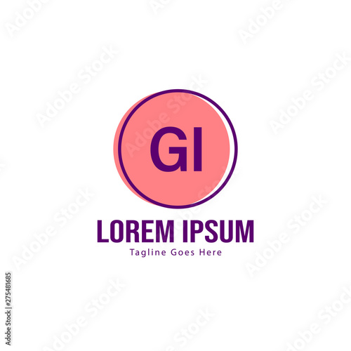 Initial GI logo template with modern frame. Minimalist GI letter logo vector illustration