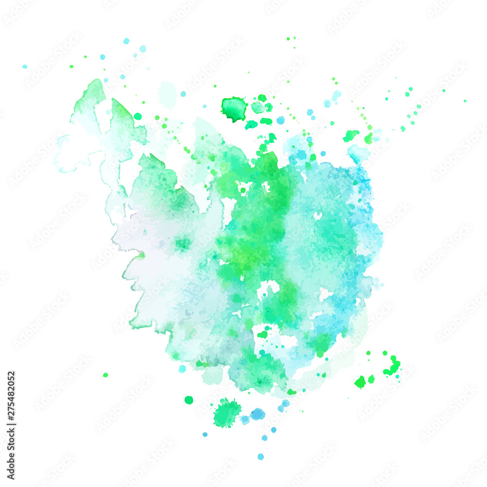An abstract artistic vibrant teal blue and green watercolor background texture, vector drawing with a place for text or logo