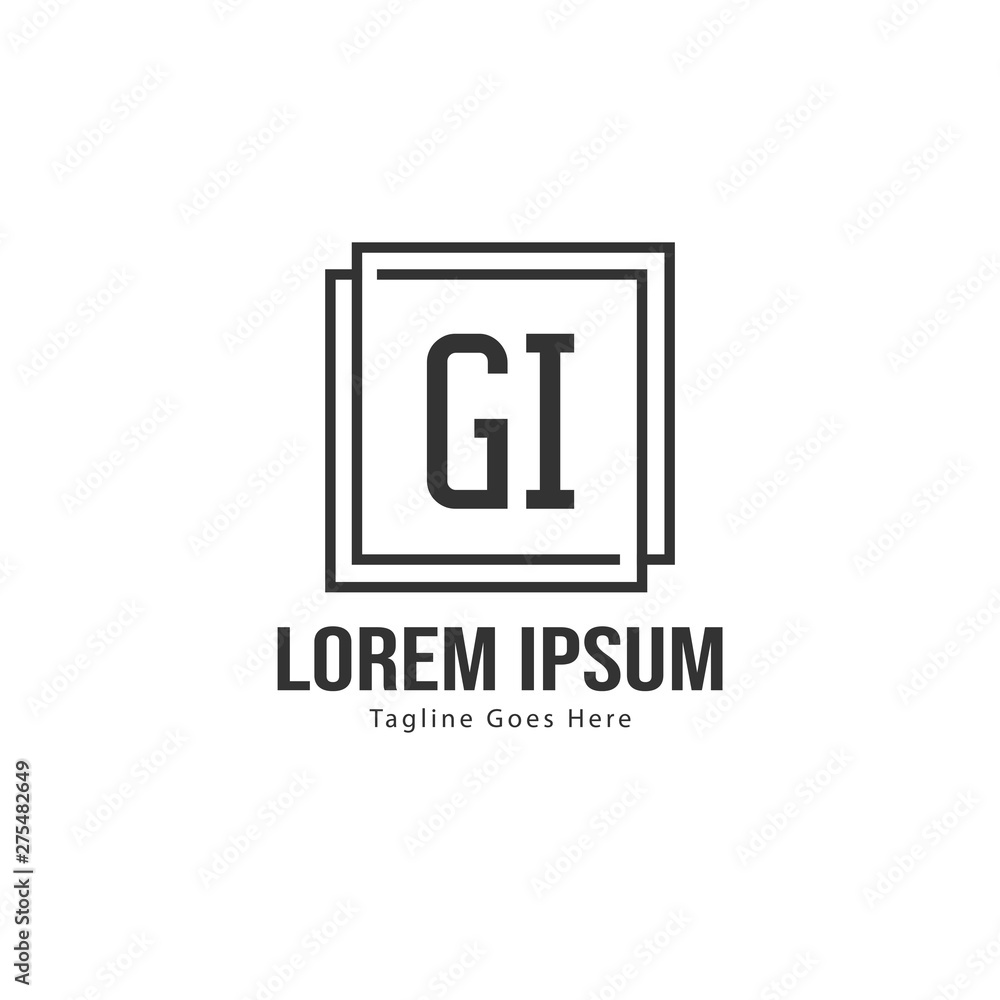 Initial GI logo template with modern frame. Minimalist GI letter logo vector illustration Initial GI logo template with modern frame. Minimalist GI letter logo vector illustration