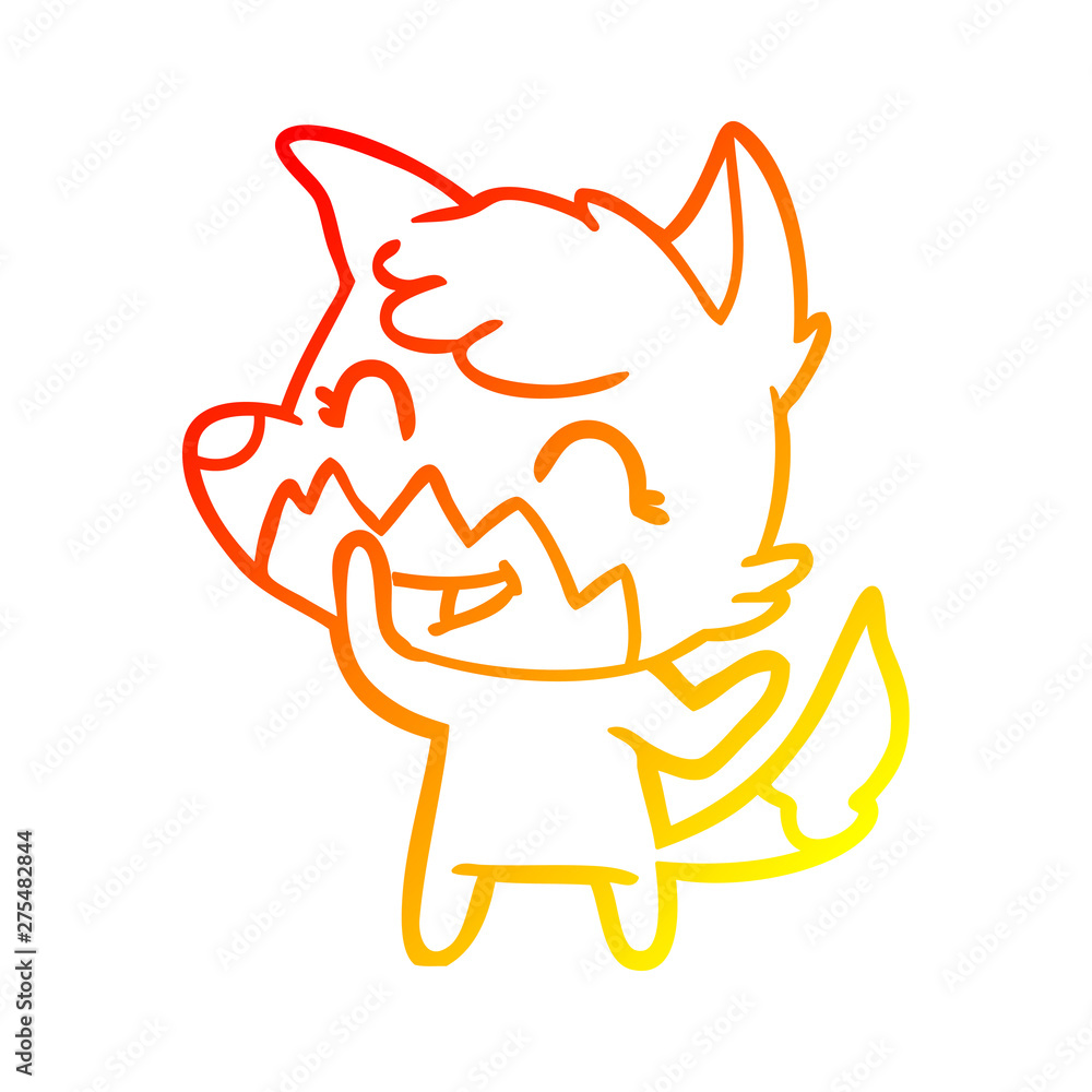 warm gradient line drawing happy cartoon fox warm gradient line drawing happy cartoon fox