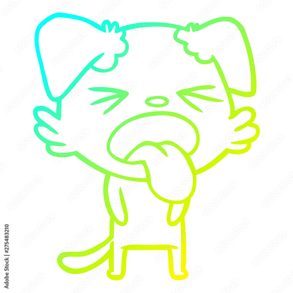 Fototapeta premium cold gradient line drawing cartoon disgusted dog