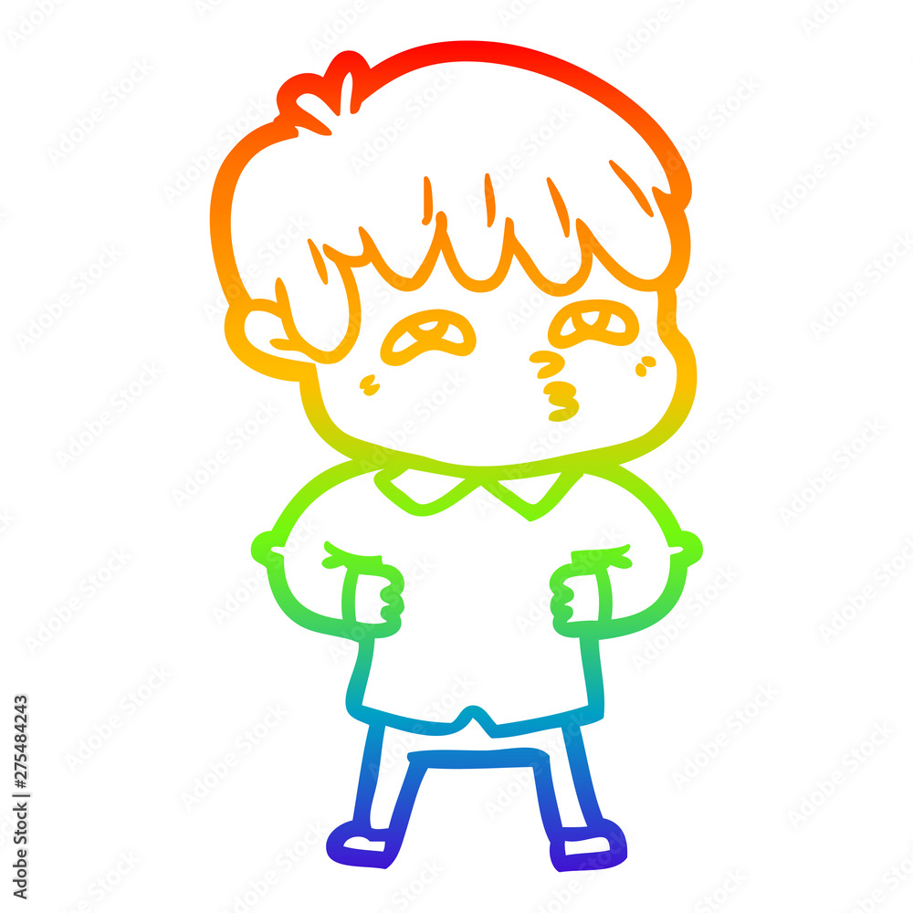 rainbow gradient line drawing cartoon curious man rainbow gradient line drawing cartoon curious man