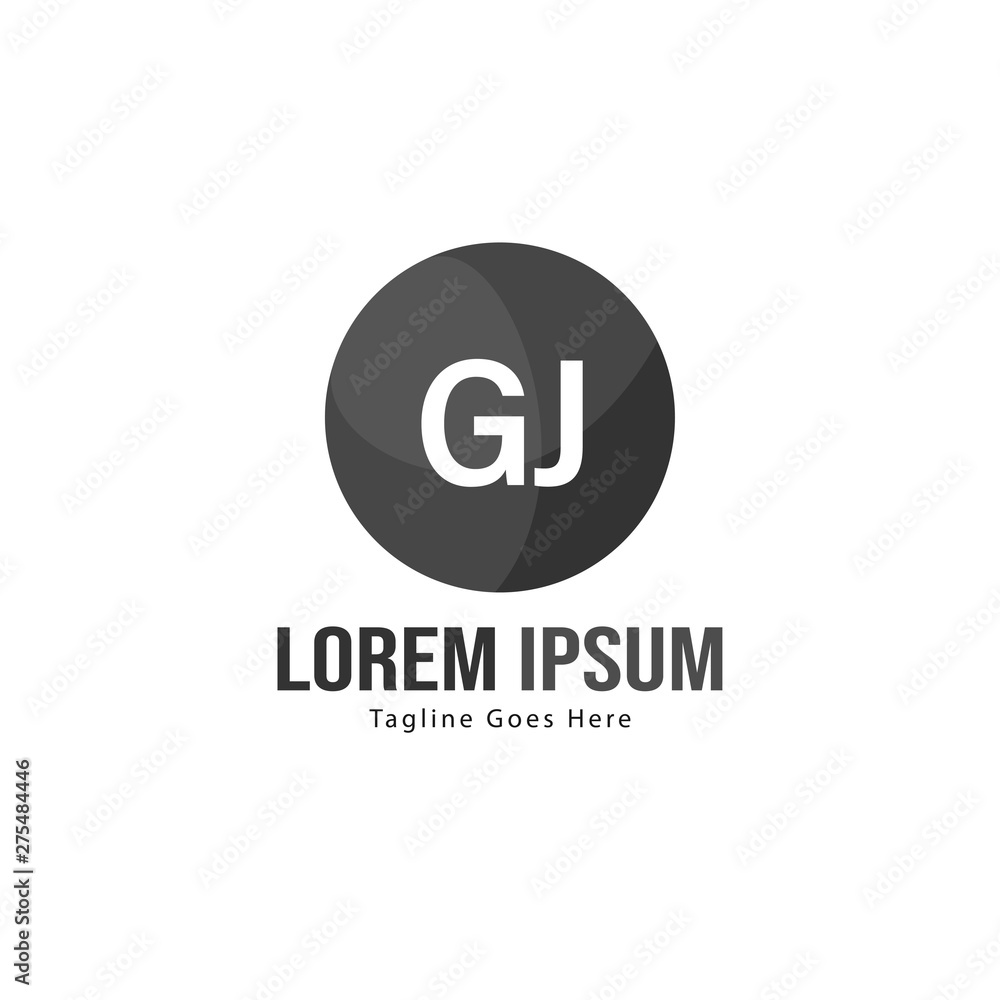 Initial GJ logo template with modern frame. Minimalist GJ letter logo vector illustration