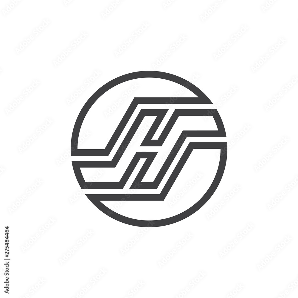letter h geometric line circle logo vector letter h geometric line circle logo vector