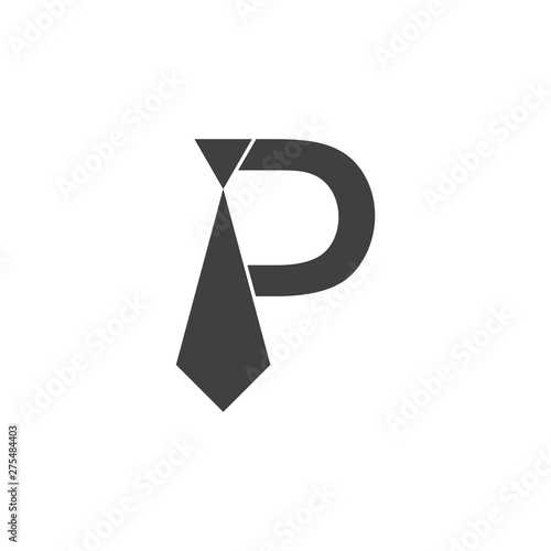 letter p necktie suit logo vector