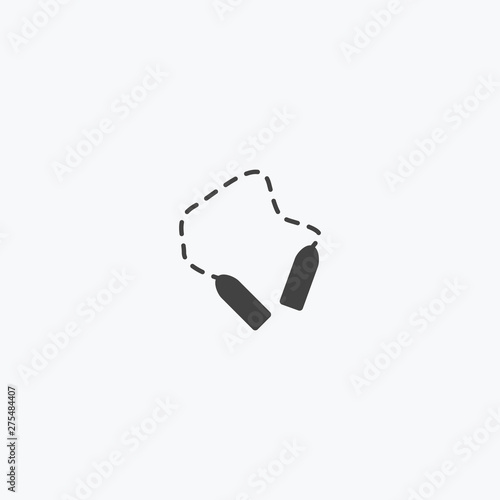 Black line jumping rope icon vector. 