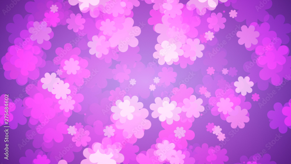Soft Purple Floral Background. Flowers Spreading Out On Purple Gradient . Spring Concept Soft Purple Floral Background. Flowers Spreading Out On Purple Gradient . Spring Concept