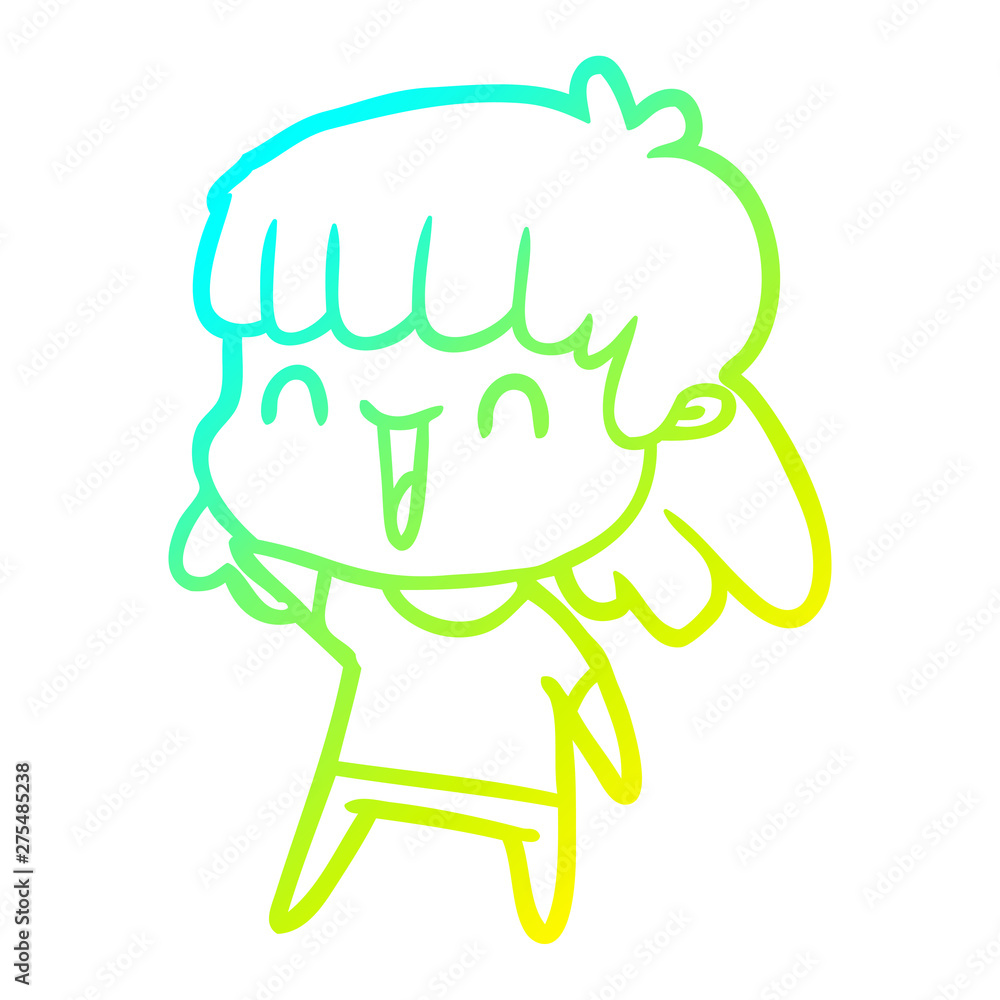 cold gradient line drawing cartoon happy girl cold gradient line drawing cartoon happy girl