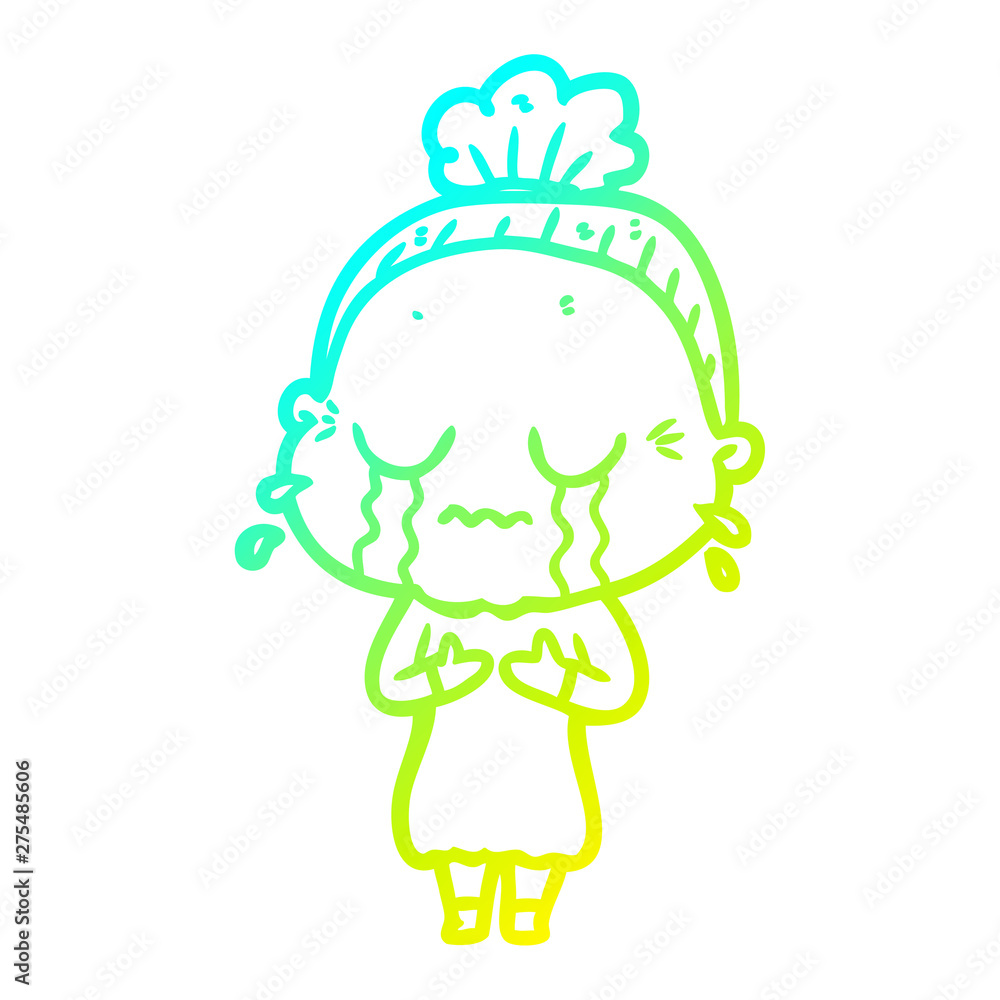 cold gradient line drawing cartoon crying old lady cold gradient line drawing cartoon crying old lady