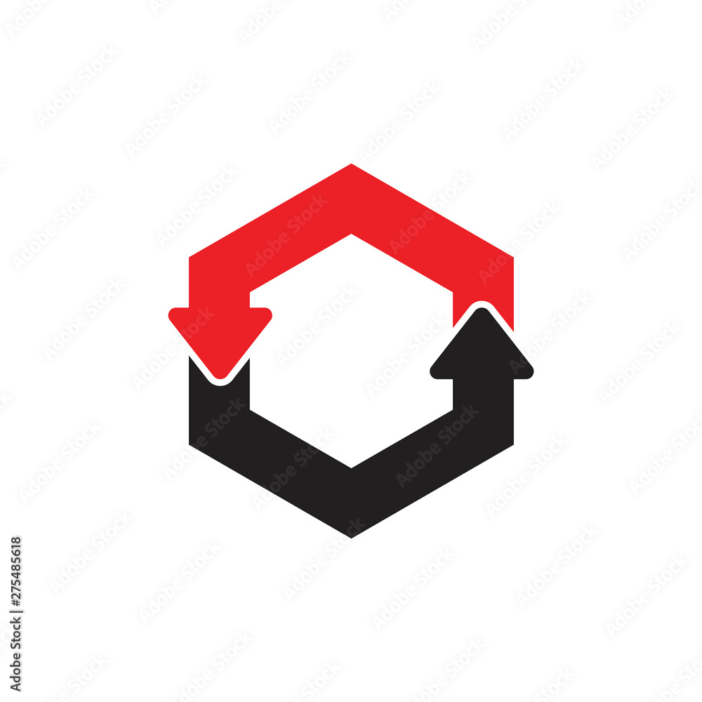 simple rotation arrows hexagonal symbol vector simple rotation arrows hexagonal symbol vector